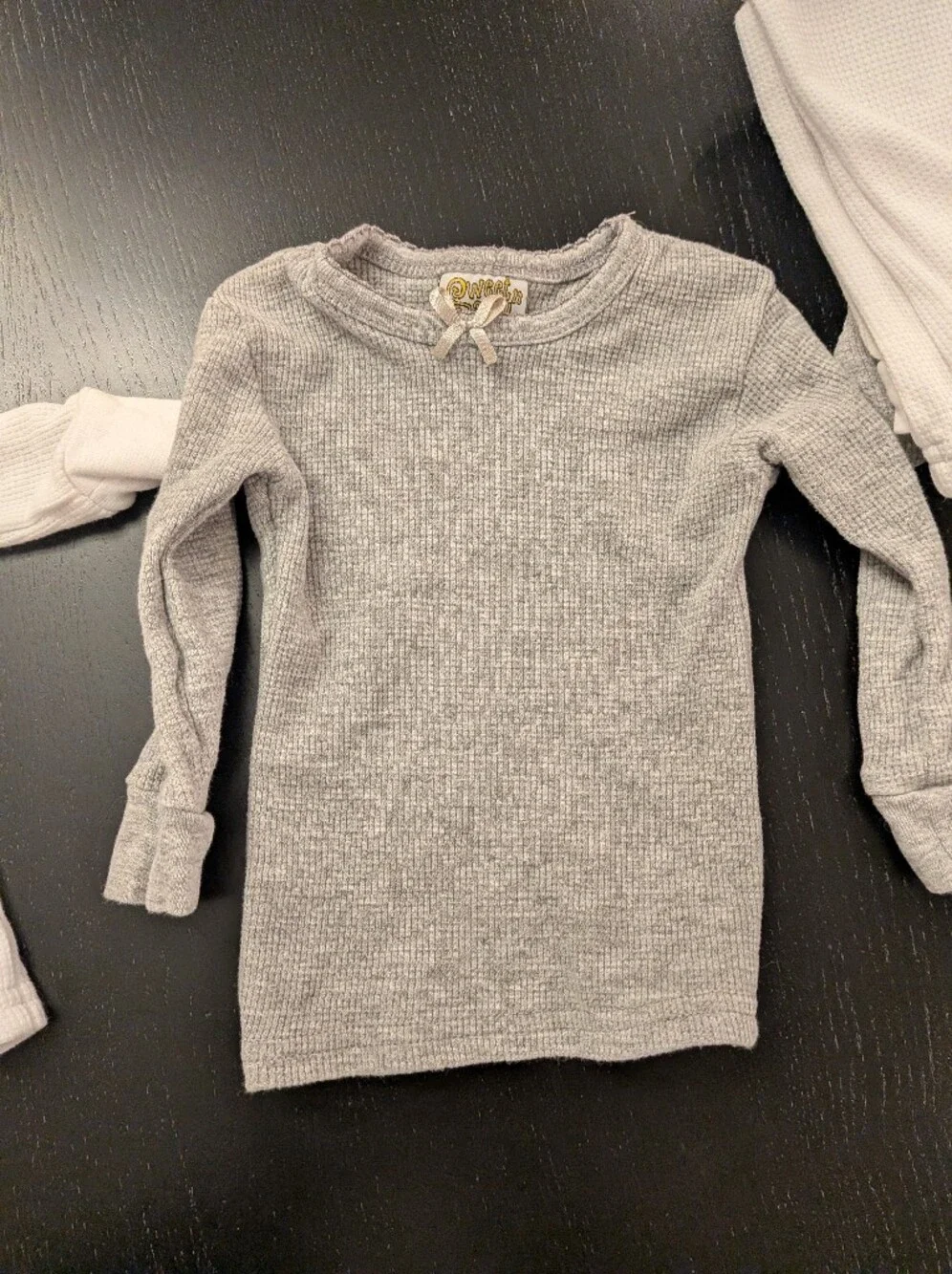 Neutral Gray & White Waffle Knit Two-Piece Set